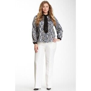 NWT $168 MYNT 1792 Womens Plus White Pants Office 24W Houndstooth 24 W Tall